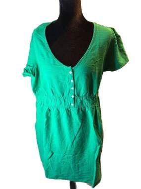 Isabel Maternity by Ingrid & Isabel Green Short Sleeve Smocked Waist Dress  L